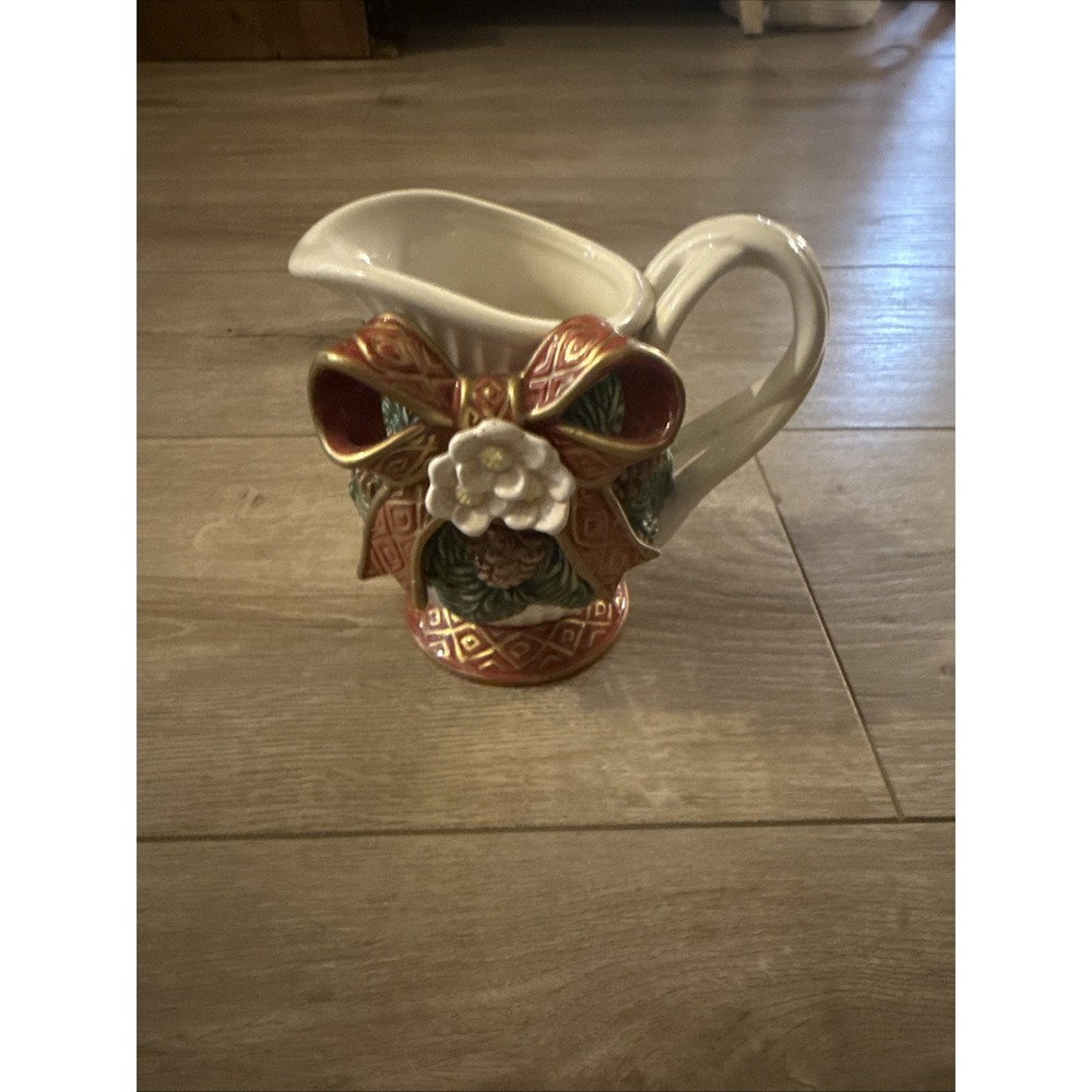 Vintage Fitz and Floyd Christmas Rose Creamer Replacement ‎ Porcelain 1995